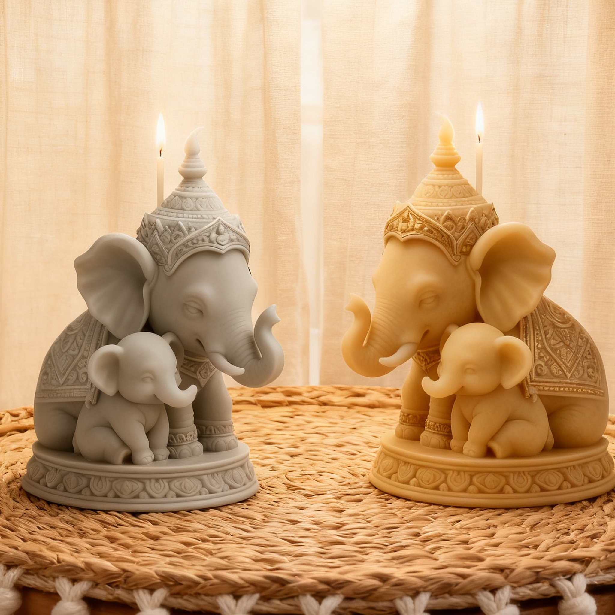 Candle Making Kit For Kids - Thai Mother and Child Elephant Candle