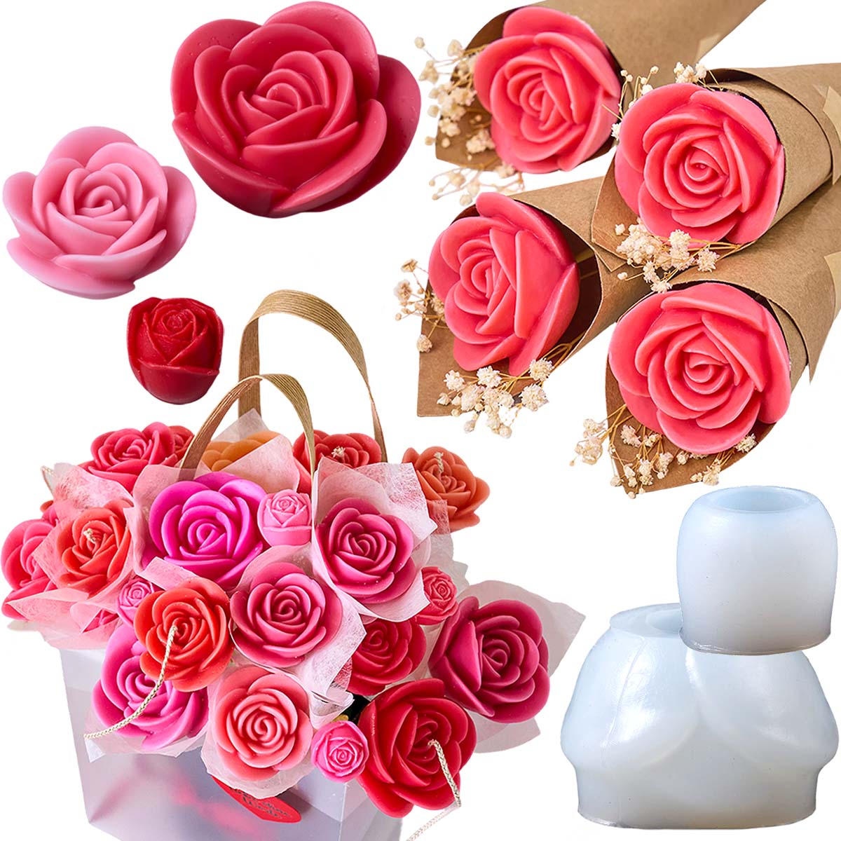 Candle Making Party - Rose Flower Candle Silicone Mold DIY