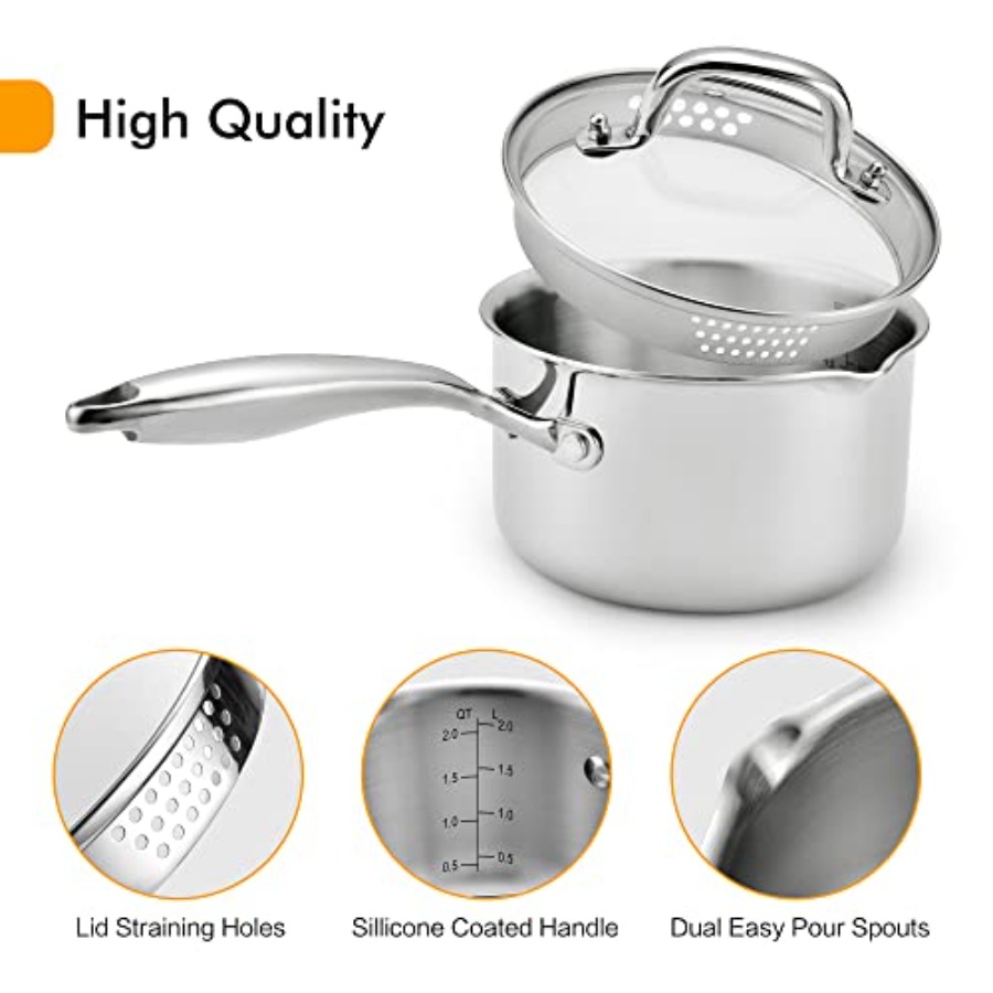 Stainless Steel Saucepan 2.0 Q – Pour Pot Aluminum recenzja i cena
