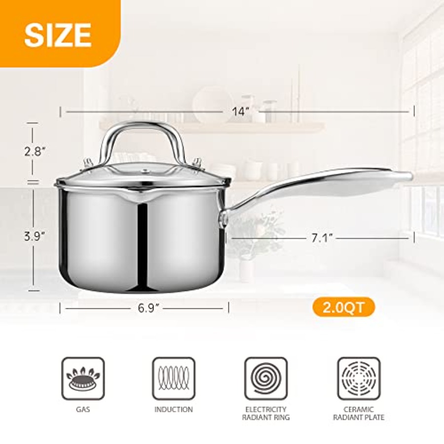 Stainless Steel Saucepan 2.0 Q – Pour Pot Aluminum recenzja i cena