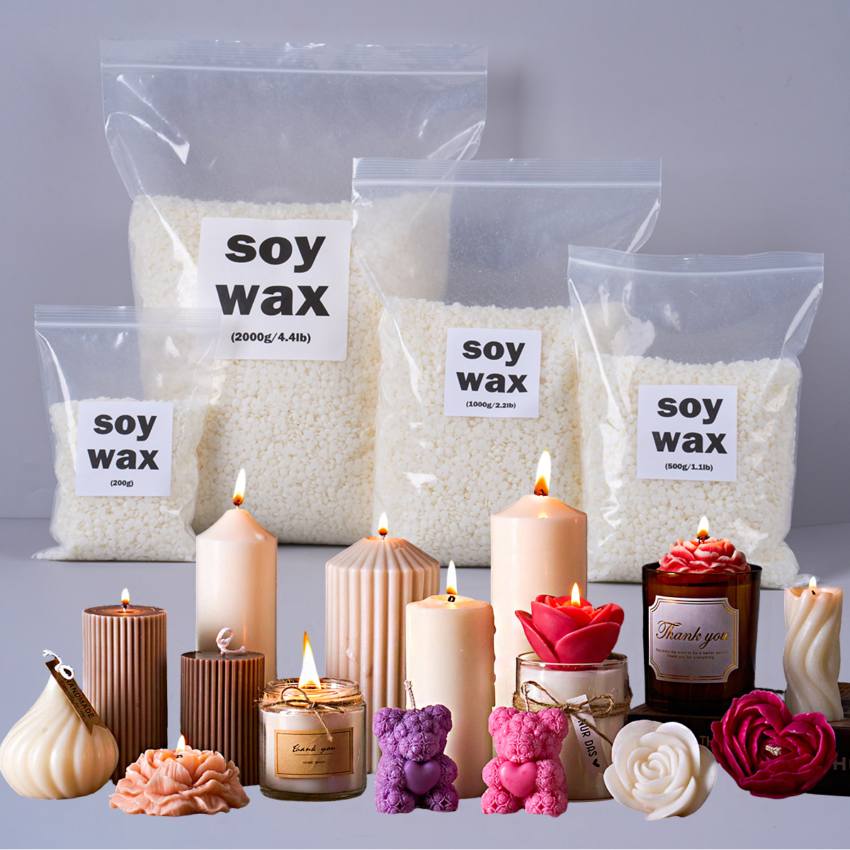 200g/500g/1000g/2000g Soy Wax  – Candle Making Material Wholesale recenzja i cena